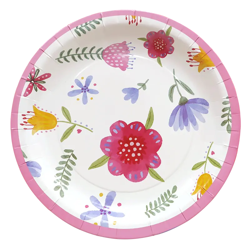 Blommiga papperstallrikar